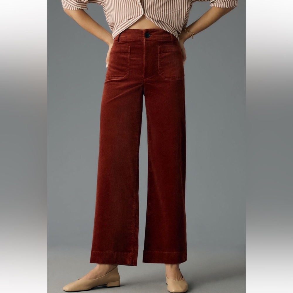 NWT Anthropologie Cinnamon The Colette Cropped Wide-Leg Corduroy Pants